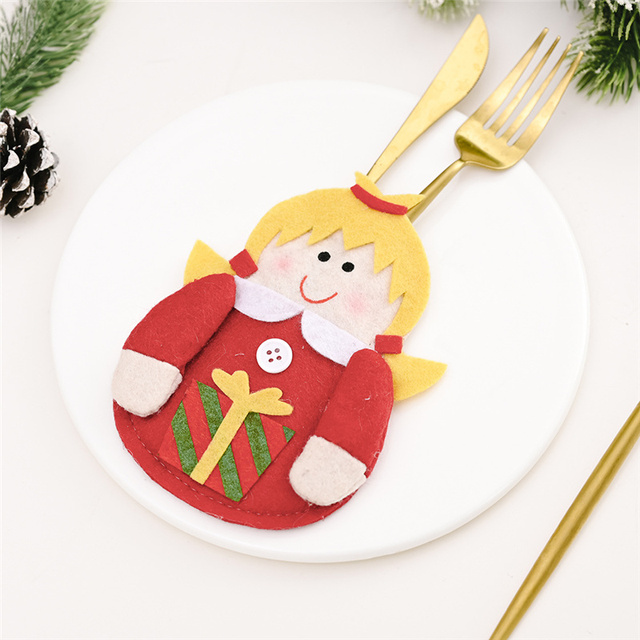 Etui na świąteczne sztućce i stojak na naczynia, ozdoby na stół, domowy dekor Snowman, torba na prezenty - Wianko - 21