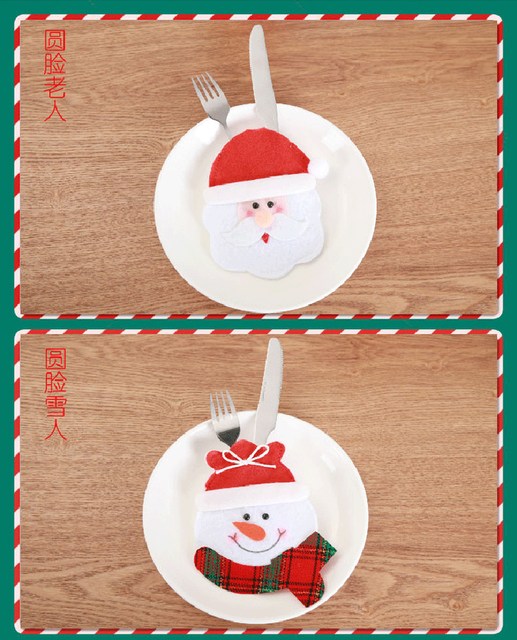 Etui na świąteczne sztućce i stojak na naczynia, ozdoby na stół, domowy dekor Snowman, torba na prezenty - Wianko - 5