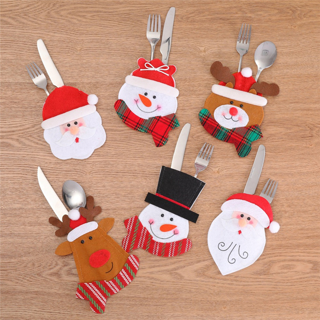 Etui na świąteczne sztućce i stojak na naczynia, ozdoby na stół, domowy dekor Snowman, torba na prezenty - Wianko - 9