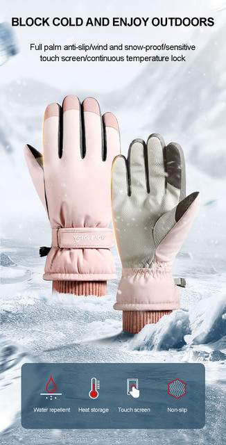 Damskie rękawice narciarskie Ultralight wodoodporne z ekranem dotykowym i ciepłym wnętrzem - Wianko - 1