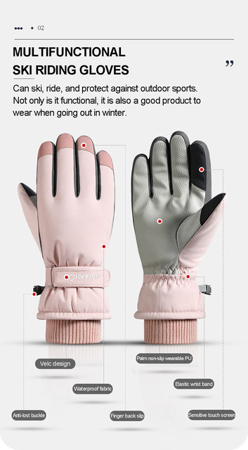 Damskie rękawice narciarskie Ultralight wodoodporne z ekranem dotykowym i ciepłym wnętrzem - Wianko - 4