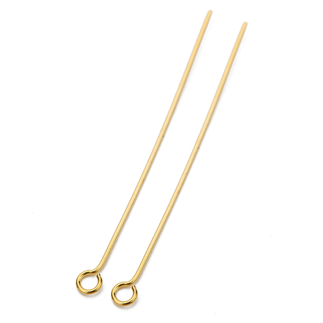 100 sztuk płaskie oko głowy Pins ze stali nierdzewnej 20mm 30mm 40mm złoty kolor Ball Bead Headpins - Wianko - 7