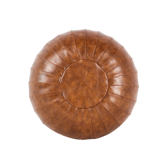 Duży okrągły podnóżek w stylu skandynawsko-marokańskim, wykonany z sztucznej skóry PU, pufa Craft Ottoman - Wianko - 7