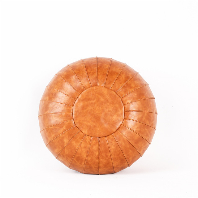 Duży okrągły podnóżek w stylu skandynawsko-marokańskim, wykonany z sztucznej skóry PU, pufa Craft Ottoman - Wianko - 3
