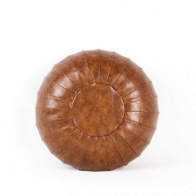 Duży okrągły podnóżek w stylu skandynawsko-marokańskim, wykonany z sztucznej skóry PU, pufa Craft Ottoman - Wianko - 4