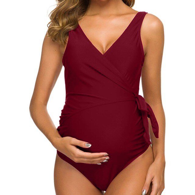 Drukowany w paski strój kąpielowy macierzyństwo w ciąży - Tankinis stripe bikini z falbankami - Plus size - Wianko - 16