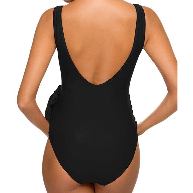 Drukowany w paski strój kąpielowy macierzyństwo w ciąży - Tankinis stripe bikini z falbankami - Plus size - Wianko - 21