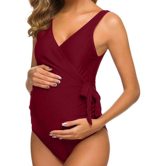 Drukowany w paski strój kąpielowy macierzyństwo w ciąży - Tankinis stripe bikini z falbankami - Plus size - Wianko - 12