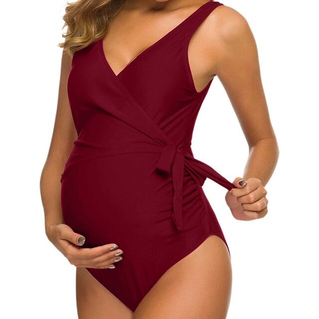 Drukowany w paski strój kąpielowy macierzyństwo w ciąży - Tankinis stripe bikini z falbankami - Plus size - Wianko - 13