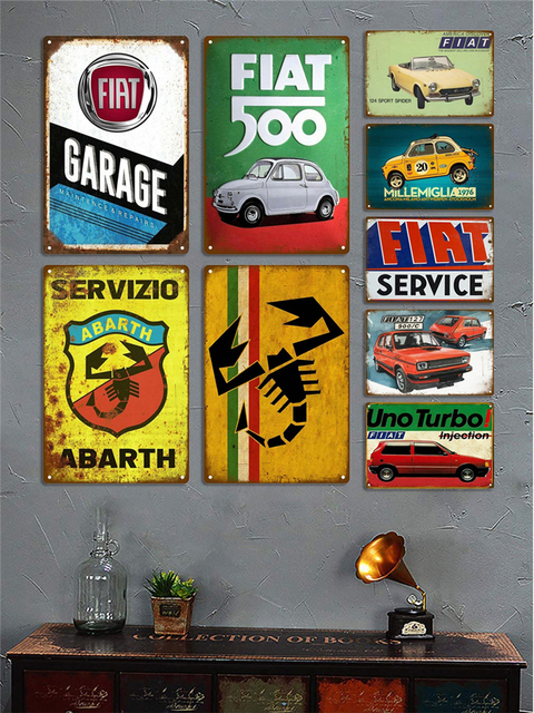 Plakat Samochód FIAT Retro dekoracyjny - znak metalowy z motywem Vintage do ozdabiania ścian w domu - Wianko - 3