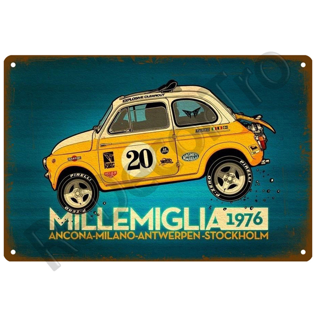 Plakat Samochód FIAT Retro dekoracyjny - znak metalowy z motywem Vintage do ozdabiania ścian w domu - Wianko - 8