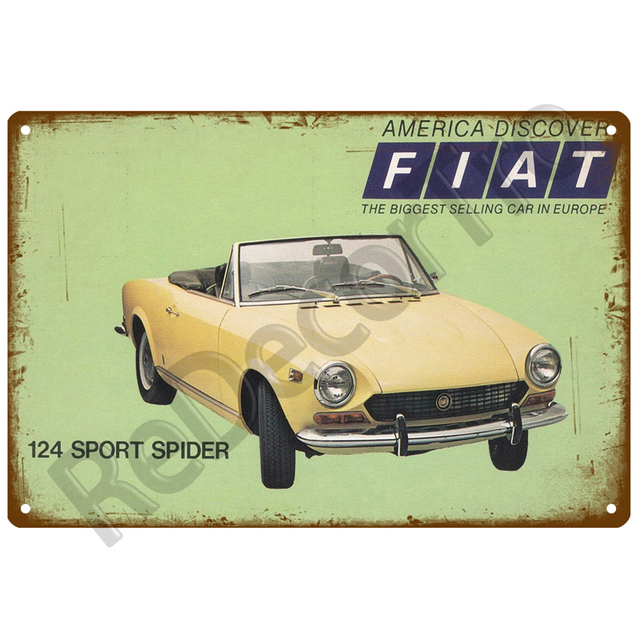 Plakat Samochód FIAT Retro dekoracyjny - znak metalowy z motywem Vintage do ozdabiania ścian w domu - Wianko - 11