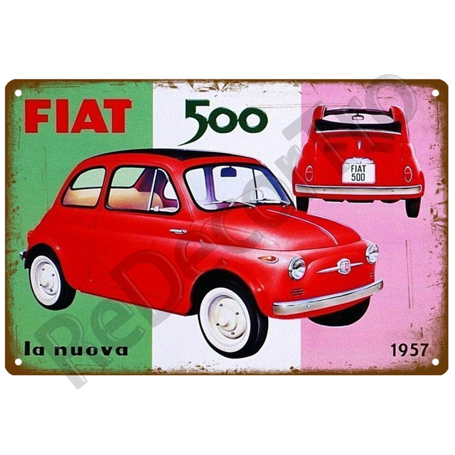 Plakat Samochód FIAT Retro dekoracyjny - znak metalowy z motywem Vintage do ozdabiania ścian w domu - Wianko - 16