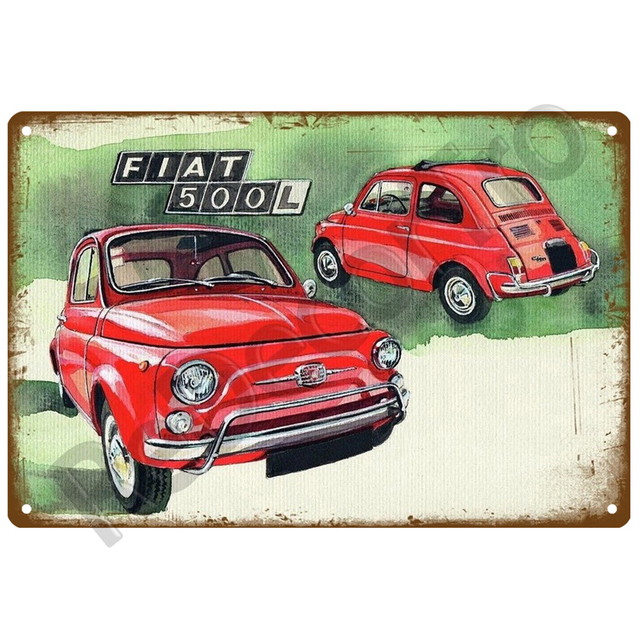 Plakat Samochód FIAT Retro dekoracyjny - znak metalowy z motywem Vintage do ozdabiania ścian w domu - Wianko - 12