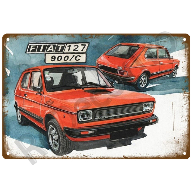 Plakat Samochód FIAT Retro dekoracyjny - znak metalowy z motywem Vintage do ozdabiania ścian w domu - Wianko - 5