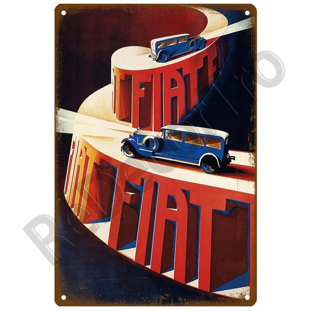 Plakat Samochód FIAT Retro dekoracyjny - znak metalowy z motywem Vintage do ozdabiania ścian w domu - Wianko - 26