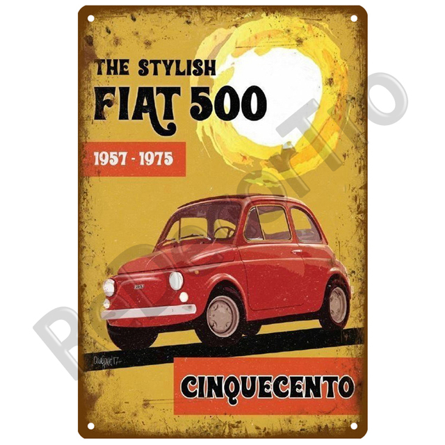 Plakat Samochód FIAT Retro dekoracyjny - znak metalowy z motywem Vintage do ozdabiania ścian w domu - Wianko - 27