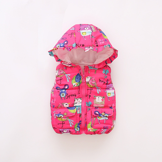 Ciepła podkoszulka płaszcz z kapturem dla niemowląt - zima, 5 kolorów, rękawki bezrękawniki, wzory z kreskówkowymi postaciami - Wianko - 15