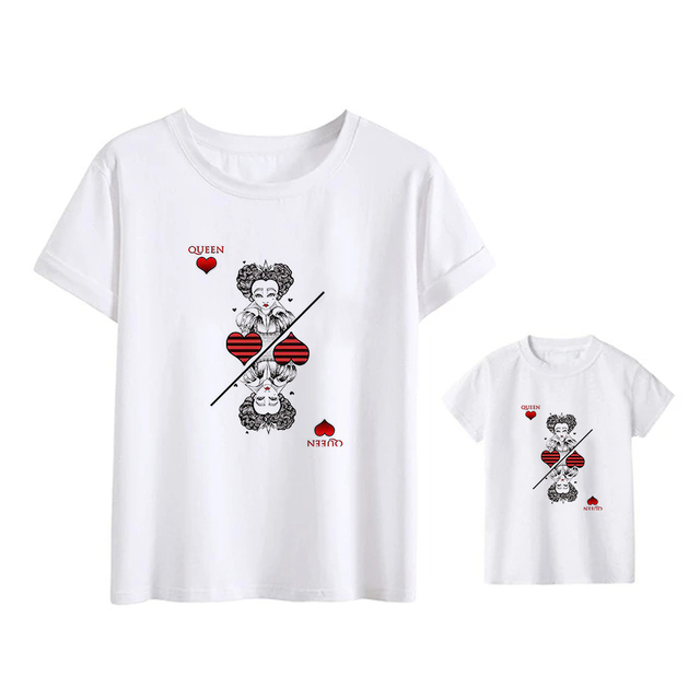 Alicja w Krainie Czarów - Królowa Graficzna czerwona krotko rękawowa koszulka z nadrukiem dla dzieci - mamie i córce - Wianko - 3