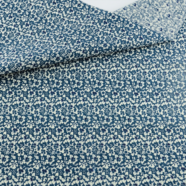 Tkanina bawełniana Booksew - ciemnoniebieski wzór kwiatowy do szycia lalki, patchworku i scrapbookingu - Wianko - 3