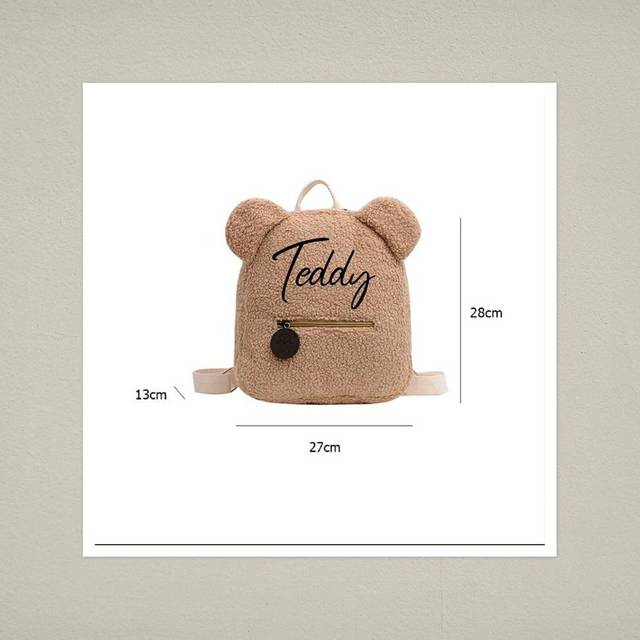 Plecak dziecięcy z haftowanym niedźwiadkiem, przenośny i spersonalizowany dla podróży i zakupów - Wianko - 2