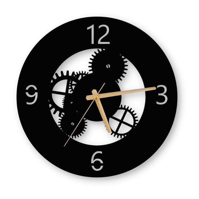 Drewniany zegar ścienny w złotym kolorze, cichy mechanizm - Biurowy domowy dekoracyjny zegar w nowoczesnym stylu, idealny na prezent - kuchnia, salon - Wianko - 7