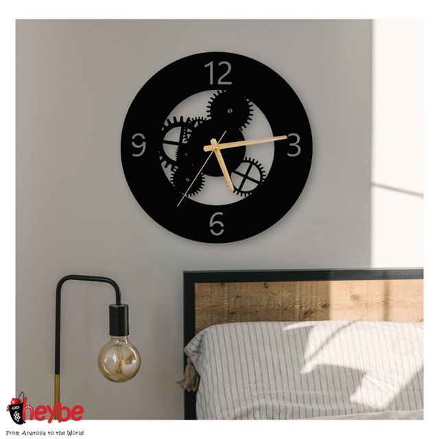 Drewniany zegar ścienny w złotym kolorze, cichy mechanizm - Biurowy domowy dekoracyjny zegar w nowoczesnym stylu, idealny na prezent - kuchnia, salon - Wianko - 2
