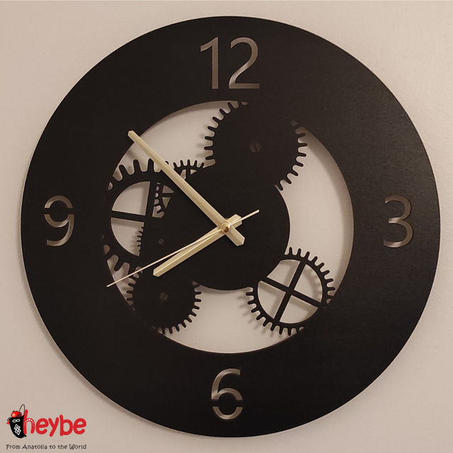 Drewniany zegar ścienny w złotym kolorze, cichy mechanizm - Biurowy domowy dekoracyjny zegar w nowoczesnym stylu, idealny na prezent - kuchnia, salon - Wianko - 3
