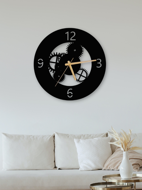 Drewniany zegar ścienny w złotym kolorze, cichy mechanizm - Biurowy domowy dekoracyjny zegar w nowoczesnym stylu, idealny na prezent - kuchnia, salon - Wianko - 6