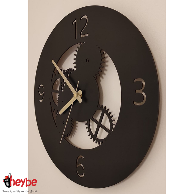 Drewniany zegar ścienny w złotym kolorze, cichy mechanizm - Biurowy domowy dekoracyjny zegar w nowoczesnym stylu, idealny na prezent - kuchnia, salon - Wianko - 4