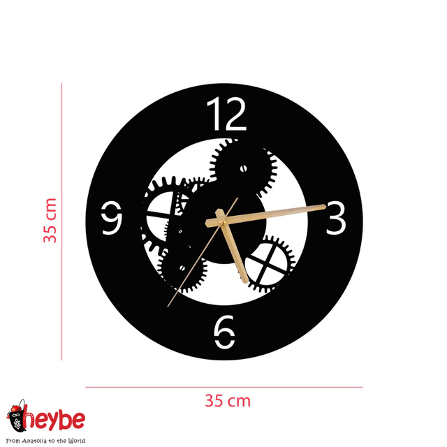 Drewniany zegar ścienny w złotym kolorze, cichy mechanizm - Biurowy domowy dekoracyjny zegar w nowoczesnym stylu, idealny na prezent - kuchnia, salon - Wianko - 1