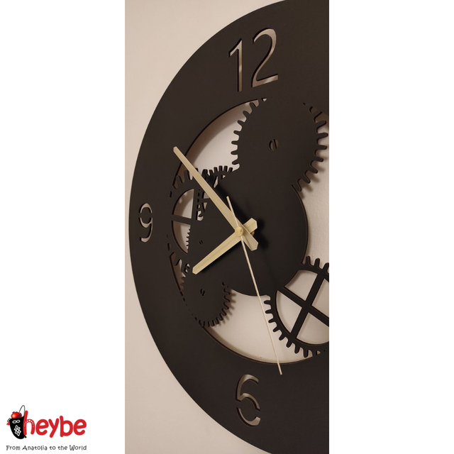 Drewniany zegar ścienny w złotym kolorze, cichy mechanizm - Biurowy domowy dekoracyjny zegar w nowoczesnym stylu, idealny na prezent - kuchnia, salon - Wianko - 5