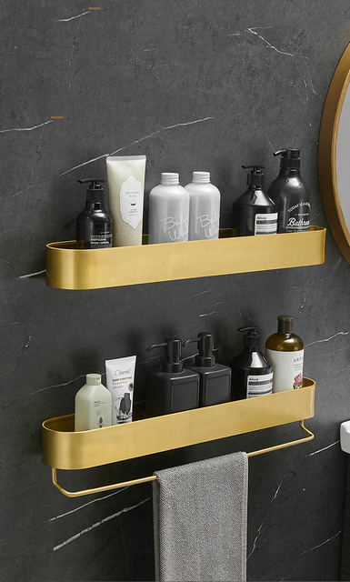 Półka narożna łazienkowa z aluminium szczotkowanego w kolorze złotym - przechowywanie w łazience i kuchni - Wianko - 2