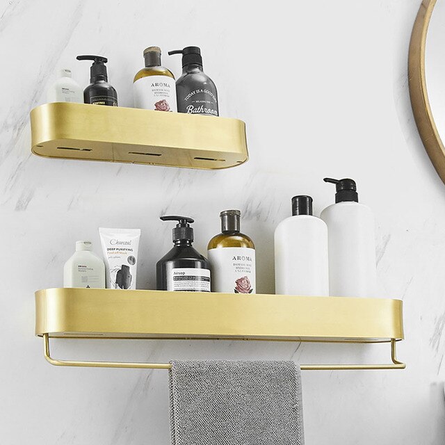 Półka narożna łazienkowa z aluminium szczotkowanego w kolorze złotym - przechowywanie w łazience i kuchni - Wianko - 5