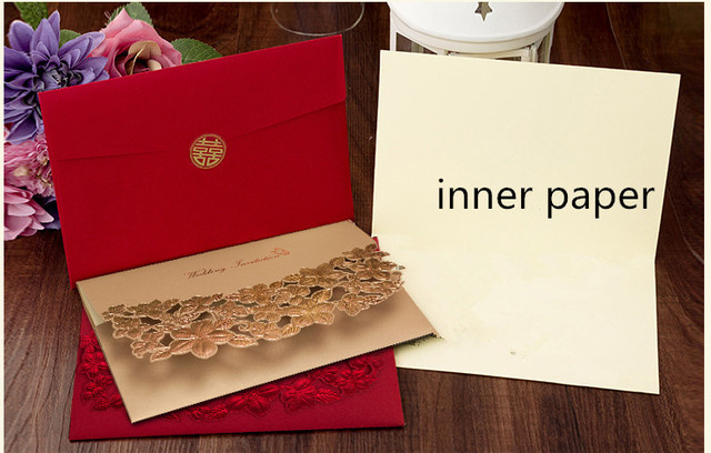 Zaproszenia ślubne w stylu vintage z laserowo wycinanymi motylami, eleganckie i luksusowe, czerwone - Wianko - 14