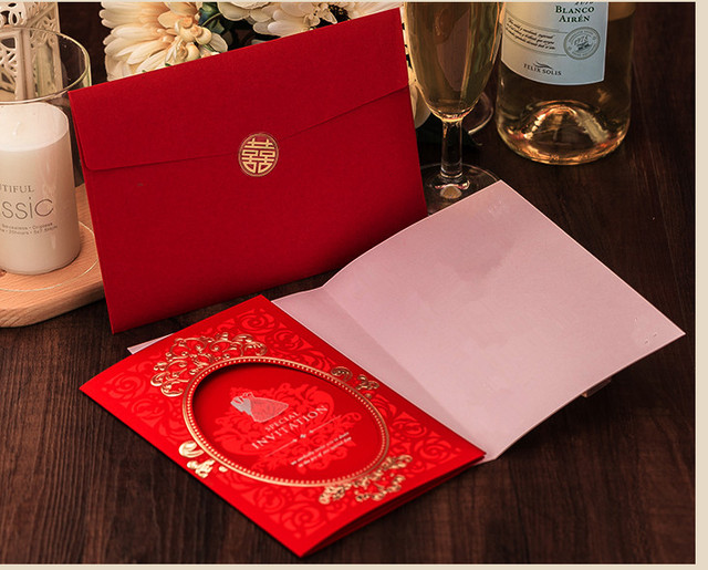 Zaproszenia ślubne w stylu vintage z laserowo wycinanymi motylami, eleganckie i luksusowe, czerwone - Wianko - 13