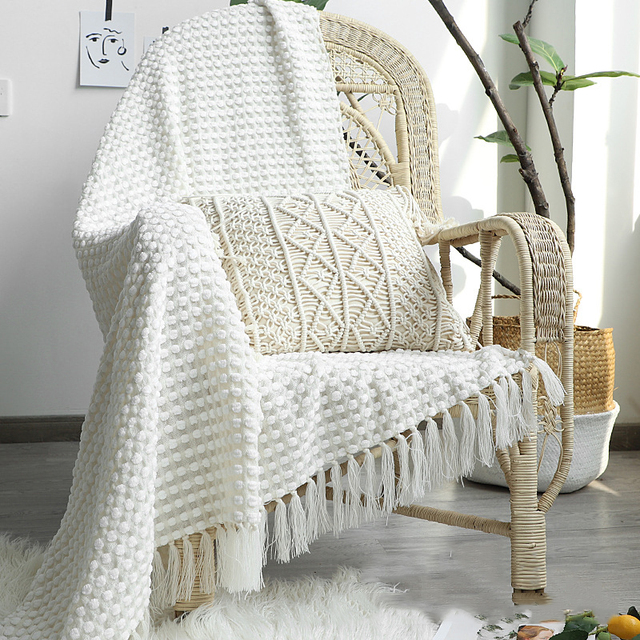 Koc Nordic White Casual - miękki, wygodny i dekoracyjny dodatek do sofy, łóżka, podróży i hoteli - Wianko - 9