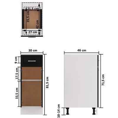 Czarna błyszcząca dolna szafka kuchenna z płyty wiórowej pod zlewem - Wianko - 6