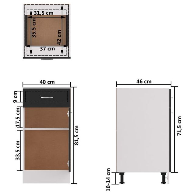 Czarna błyszcząca dolna szafka kuchenna z płyty wiórowej pod zlewem - Wianko - 8