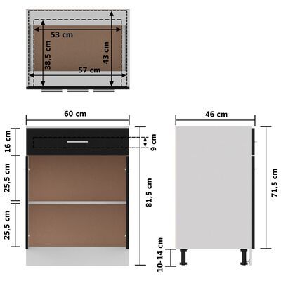 Czarna błyszcząca dolna szafka kuchenna z płyty wiórowej pod zlewem - Wianko - 12