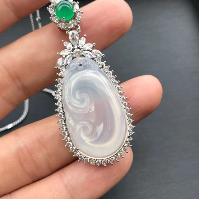 Wisiorek Agat Ruyi Jade chalcedon z jadeitem dla par, mężczyzn i kobiet z łancuszkiem - Wianko - 1