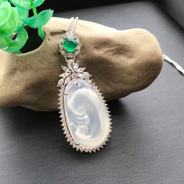 Wisiorek Agat Ruyi Jade chalcedon z jadeitem dla par, mężczyzn i kobiet z łancuszkiem - Wianko - 7