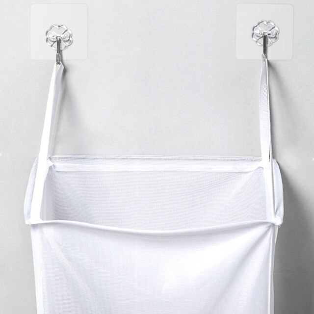Duża siatkowa torba na pranie do łazienki z wygodnym dostępem do przechowywania na ścianie - Wianko - 8