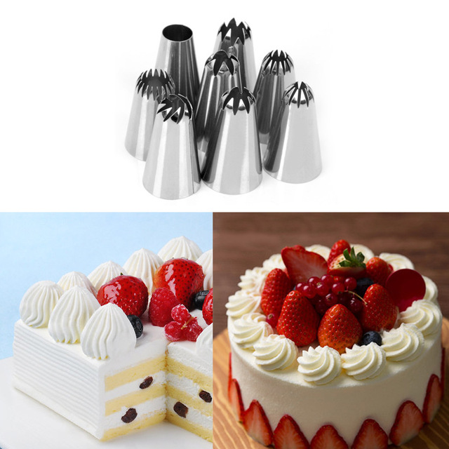 Zestaw 8 dużych nasadek do dekoracji ciast - narzędzia do formowania w kształcie ust dla cukiernictwa - Wianko - 1