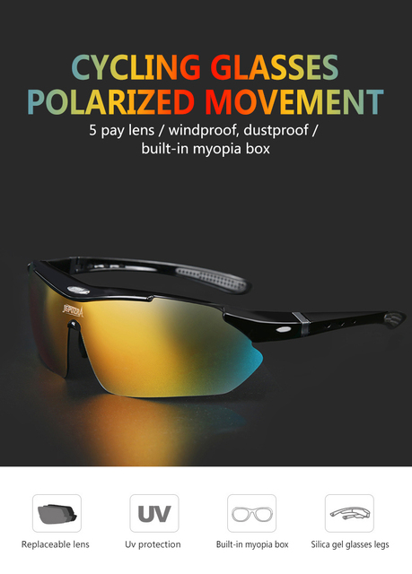 Okulary rowerowe polaroidowe UV400 z 5 soczewkami, unisex - Wianko - 10