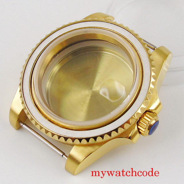 Żółty złoty męski zegarek o średnicy 40 mm z kopertą ze stali nierdzewnej. Pasuje do mechanizmu automatycznego NH35, NH36, Miyota 8215 i ETA 2836. Wyposażony w szafirowe szkło - Wianko - 3