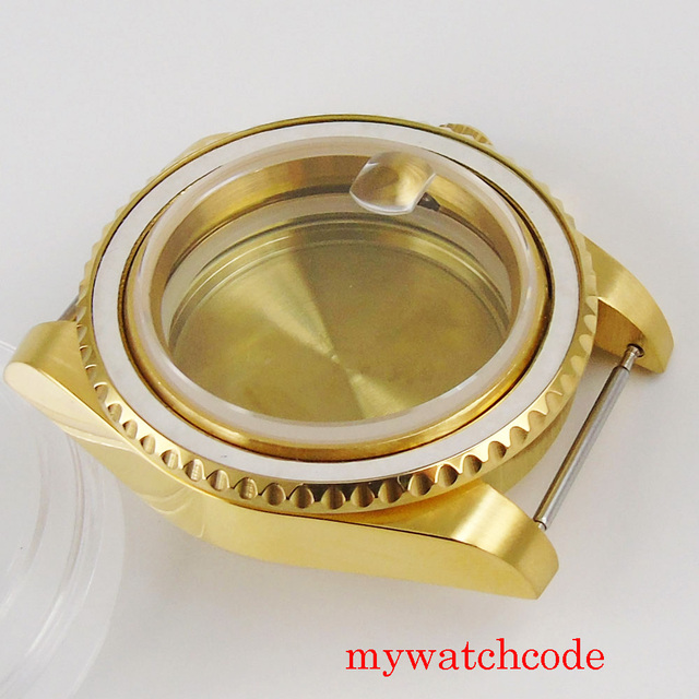 Żółty złoty męski zegarek o średnicy 40 mm z kopertą ze stali nierdzewnej. Pasuje do mechanizmu automatycznego NH35, NH36, Miyota 8215 i ETA 2836. Wyposażony w szafirowe szkło - Wianko - 6