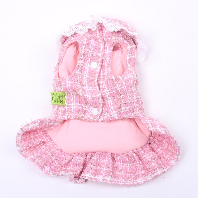 Szczeniak spódnica zimowa ubranko dla kota princess dress w kraciastym wzorze z kapturem - Wianko - 5