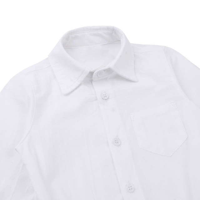 Kombinezon Dżentelmen Baby Boy - dla noworodków, klasyczna koszula biała z długimi rękawami - Wianko - 5