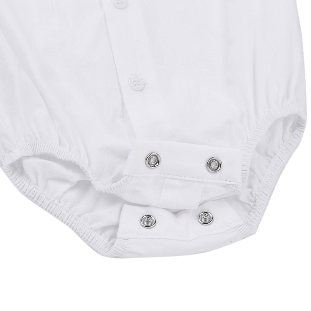 Kombinezon Dżentelmen Baby Boy - dla noworodków, klasyczna koszula biała z długimi rękawami - Wianko - 29
